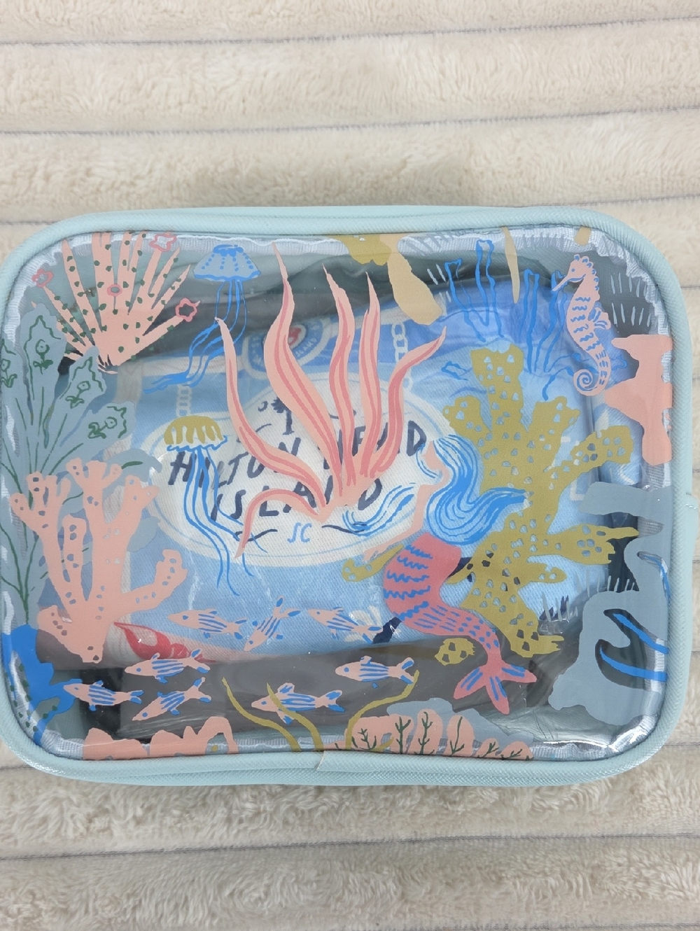 Sea Life Clear Cosmetic Bag in Light Blue Hilton Head Island SC